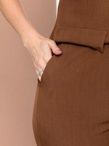 Elegant Plain Vest And Trousers Set C3302 - Rust Brown - View 6