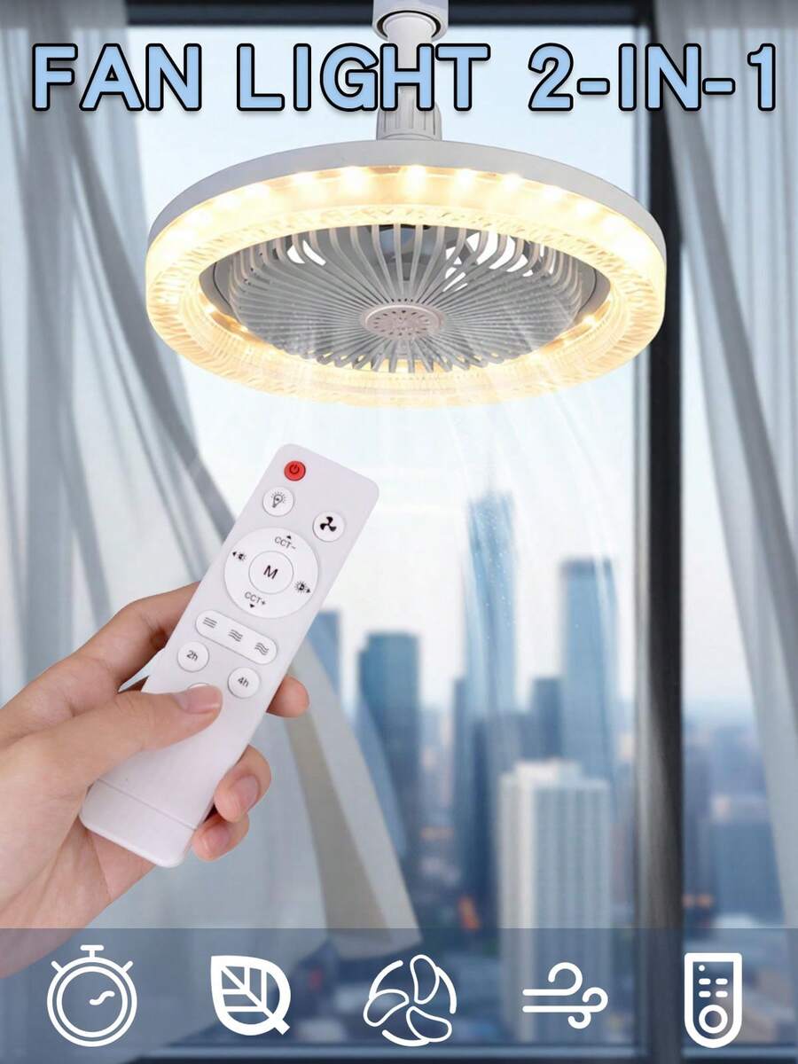30W LED Smart Bladeless Ceiling Fan Light - Remote Control, Low-Profile Sealed, 3 Speed Levels, Dimmable, 3 Color Temperatures, 17 Modes, Silent Wall-Mounted, Suitable For Living Room, Bedroom, Office