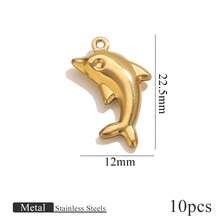 Bộ 10 mặt dây chuyền hình sinh vật biển bằng thép không gỉ mạ vàng 18K với nhiều hình dạng khác nhau - Nguyên liệu tự làm vòng tay, vòng cổ, bông tai và mặt dây chuyền. - mặt dây chuyền - Xem 9