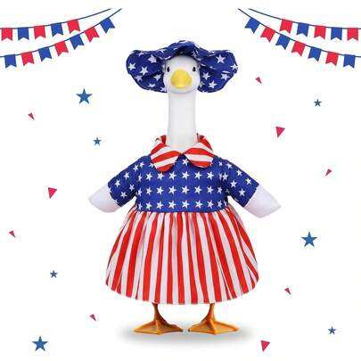 23-Inch Lawn Sculpture Patriotic Themed Decor, Cute 4th Of July Goose Ornament, Suitable For Porch, Outdoor Yard, 250th Anniversary Decoration