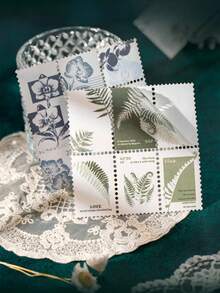 1set/6pcs Retro Bill Style Decorative Stickers, Vintage Plant Stamp Bill Sticker Set, Suitable For Student Craft Enthusiasts, Planner Making, Daily Decoration, Applicable To Back To School Season, Mother's Day Greeting Card Decoration, Holiday Party Craft Making Scrapbook Supplies Scrapbooking - A - View 5