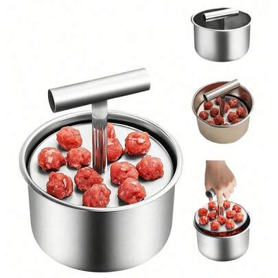 Stainless Steel Meatball Maker Tool, Manual Press Tool With Uniform Spherical Shape For Homemade Meatballs, Fishballs, Potato Ice Cream Easy DIY Meatballs, Fish Balls, Cookies, Ice Cream, Ideal For Home And Restaurant Kitchen, Kitchenware, Balls - Easy-Clean Non-Stick DIY Kitchen Gadget For Home Restaurants Kitchen Gadgets