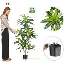 Pianta artificiale alta 180cm, pianta artificiale di Dracaena con vaso nero, per uso interno ed esterno, decorazione per soggiorno, camera da letto, ufficio, casa, corridoio (1 pezzo) YPIR - 1 - Visualizzare 5