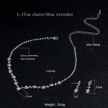 3入組水滴形簡約鑽石項鍊和耳環套裝,適用於女性的婚禮、生日、紀念、派對 - 銀色 - 查看 5