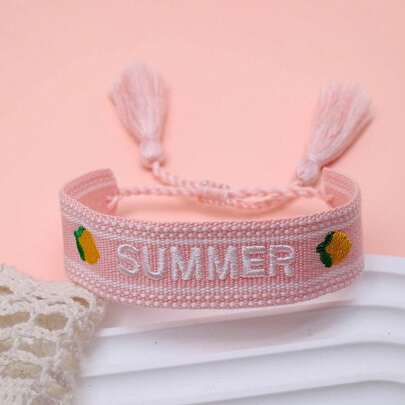 1pc Summer Beach Travel Bracelet, Handmade Bohemian Woven Bracelet, Suitable For Beach, Travel, Vacation, Party, Gift For Friends And Family