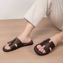 Men's Casual One-Strap Open Toe Slippers, Soft Sole Sandals For Summer - Dark Brown - View 5