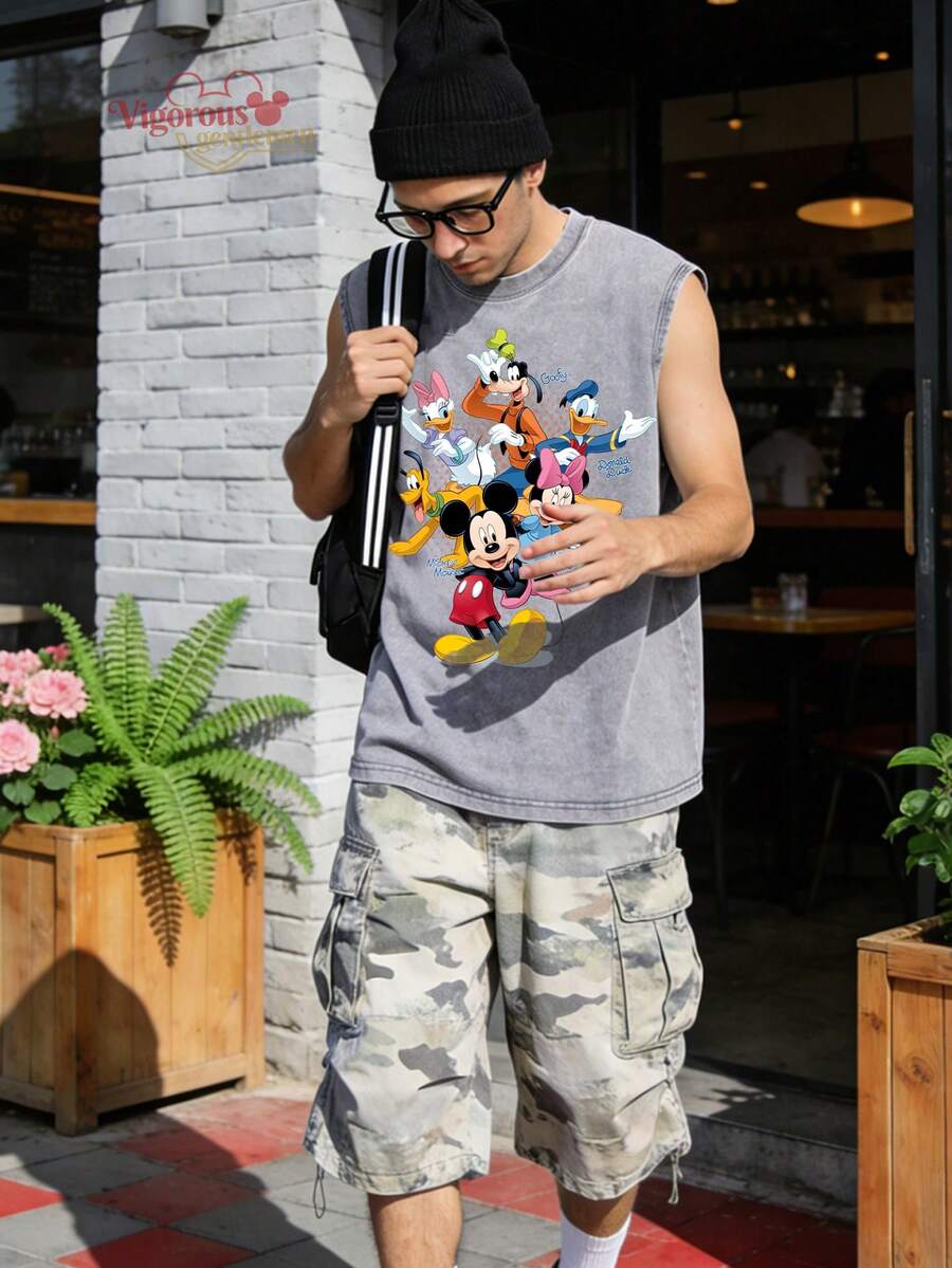 Disney Mouse And Friends Print Sleeveless T-Shirt - Grey - View 1