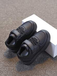 2026春季新款男女童休闲魔术贴运动鞋，软底防滑，幼儿真皮休闲鞋，适合小朋友的多功能运动鞋 - 黑色 - 查看 7