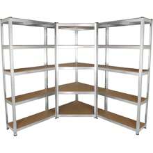 2 X 90cm Heavy Duty Galvanised Steel Racking + 1 Corner Unit, Garage Shelving - D - View 1
