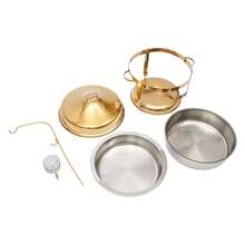CNCEST Chafing Dish Set For Buffet, 9L/9.5Qt Stainless Steel Chafing Dish Buffet Servers Warmers With Circular Hanging Cap,Buffet Round Chafing Food Pan Buffet Warmers For Party Restaurant Hotel (Gold) - Gold - View 11