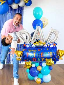 42件組父親節氣球套組，包含Happy Father's Day氣球、銀色DAD氣球、藍色與金色乳膠氣球，適用於父親節派對、生日裝飾、節日派對、拍照道具，送給爸爸的禮物 - 彩色 - 查看 4