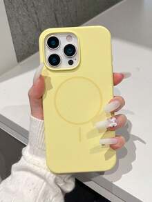Luxury Magnetic Soft Silicone Phone Case Compatible With Apple 17, 16, 15, 14, 13, 12, 11 Pro Max Plus, Suitable For Magnetic Wireless Charging, Shock-Proof Protection - Custard - View 4