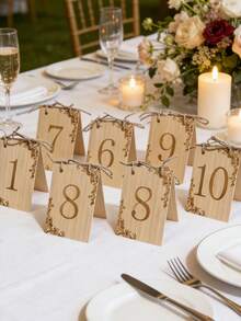 1 Set Vintage Wooden Wedding Table Number Plates, Wedding Party Dining Table Centerpiece Decor, Outdoor Wedding Table Number Stand, Wedding Reception Seating Guide, Wedding Welcome Area Table Number, Wedding Banquet Seat Decor, Engagement Party Table Number, Bachelorette Party Table Decor - Ideal Choice For Wedding, Baby Shower, Birthday Party And Event Seating Guidance - View 1