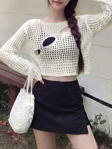 Áo len dệt kim dáng suông, rộng rãi và tôn dáng, áo khoác ngoài thanh lịch và trang nhã. - Màu be - Xem 3