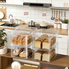 1pc Large Capacity Transparent Acrylic Bread Box, Modern Minimalist Bread Storage Container With Flip Lid, Transparent Pastry Storage Box, Suitable For Bread, Donuts, Croissants, Etc., Space-Saving Kitchen Food Storage Box - View 7