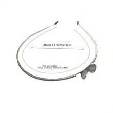 1 chiếc băng đô/kẹp tóc nơ đính đá bằng hợp kim kiểu dáng tối giản thanh lịch dành cho nữ. - Bạc - Xem 3