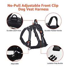 No-Pull Adjustable Soft Padded Dog Vest Harness with Reflective Stripes Black Small - Negro - Ver 5