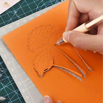 Retractable Art Cutting Pen - Heavy-Duty Metal Head Handcraft Cutting Tool, With Non-Slip Silicone Handle, Soft-Toned - Push-Button Pen Tip, Dark-Colored Push-Type Steel Pen, Retractable Paper Cutting Pen With Ceramic Blade - Model Cutting Pen