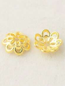 50 chiếc/100 chiếc/300 chiếc nắp hạt hoa hai lớp, nắp bịt đầu hạt rỗng chạm khắc tinh xảo, phụ kiện trang sức DIY đa năng cho bông tai, mặt dây chuyền, vòng cổ, vòng tay. - Nhiều màu - Xem 3