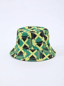 1顶男士时尚牙买加国旗元素双面渔夫帽，适合所有季节日常佩戴 - A - 查看 8