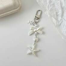 1pc Women's INS Style Baroque Bow Heart Starfish Pendant Keychain, Fresh And Versatile Summer Accessory, Girly Bag Charm - Multicolor - View 5