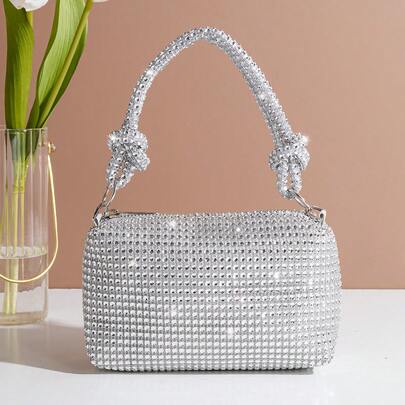 New Arrival Mini Clutch Bag, European And American Style Rhinestone Decor Handbag, Fashion Small Square Bag, Suitable For Phone, Lipstick, Party, Elegant Purse