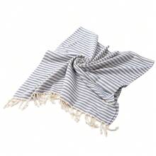 YEUZLI 1件條紋土耳其海مام沙灘巾 Fouta 快乾 XXL 毛巾 100x180cm/39*71inch 適用於水療中心、海灘、泳池、健身房和浴室 - 寶藍色 - 查看 3
