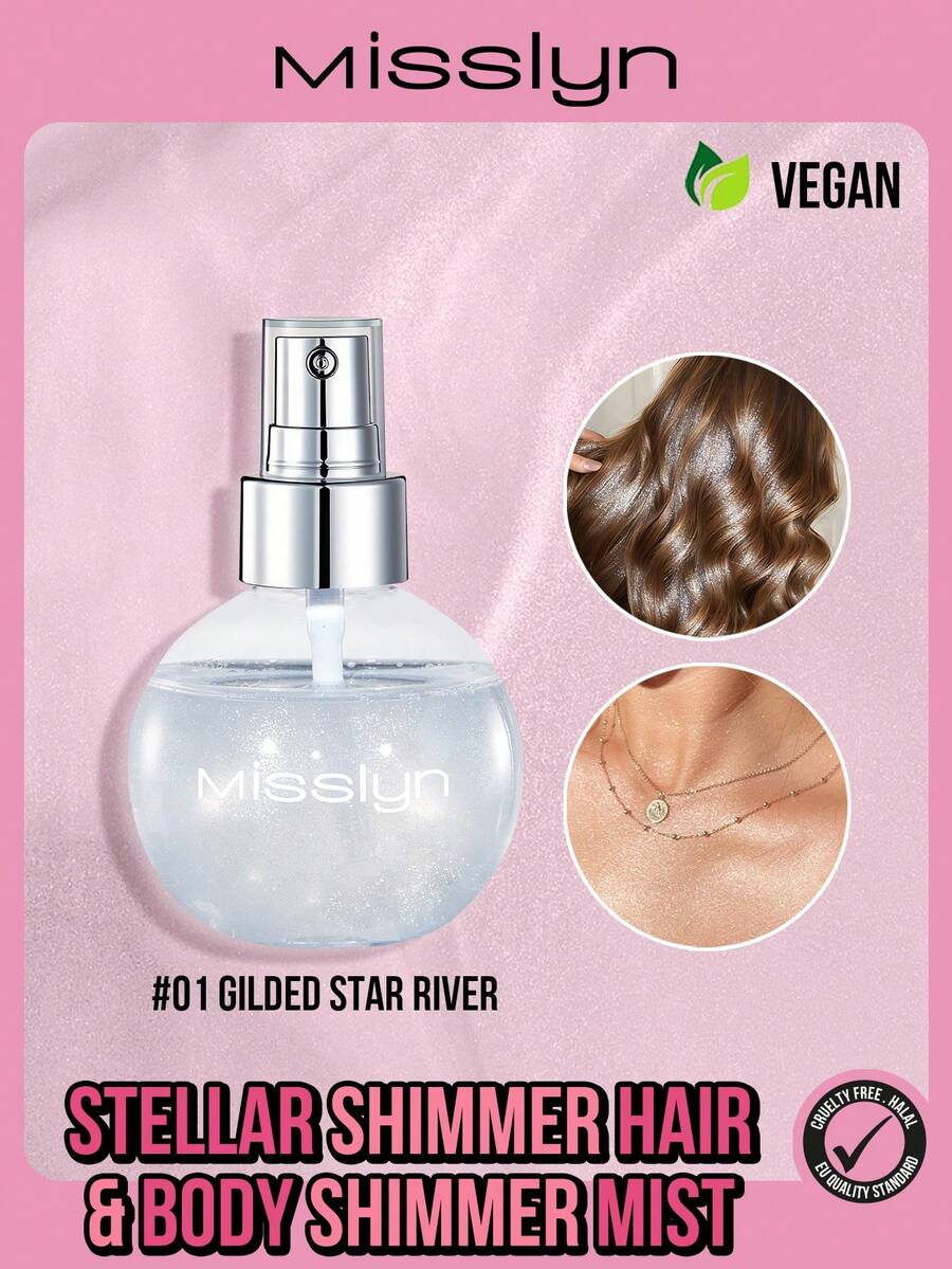 Xịt thơm tóc lấp lánh MISSLYN, Xịt thơm tóc highlight, Xịt nhũ toàn thân, Xịt thơm tóc rạng rỡ, Xịt highlight đa năng, Xịt lấp lánh, Tiệc thứ Sáu, Trang điểm dự tiệc - #1 Sông Sao Mạ Vàng - Xem 1