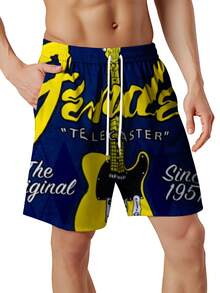 Fender Telecaster The Original Since 1951 Guitar Design Swim Trunks Men Beach Shorts Summer Board Shorts - Multicolor - View 3