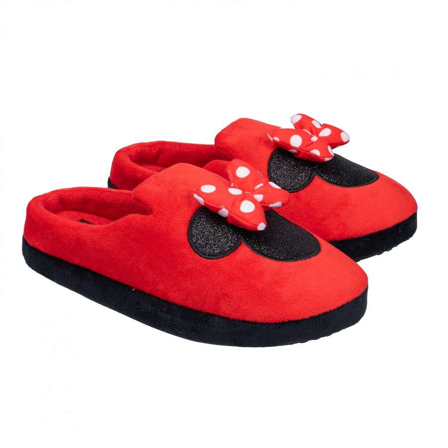 Disney Minnie Mouse Ladies Opera Slippers With 3D Bow - Red - View 1