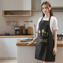1pc Waterproof & Oil-Resistant Apron With Pockets - 28" X 25.5" - Keeps You Clean While Cooking! For Kitchen, Bathroom, Home, Household Use - One Size - View 6