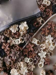 30 chiếc kẹp tóc mini hình hoa sứ màu đen và kaki dành cho nữ, kẹp tóc đuôi ngựa thanh lịch, phụ kiện tóc. - Nhiều màu - Xem 1