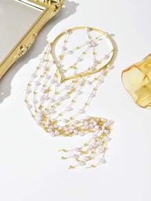 1pc Gold-Plated Copper Arabic Style Fashion Bridal Hair Accessory, Suitable For Daily Wear, Vacation, Bridal Decoration, Wedding Gift - Golden - View 2