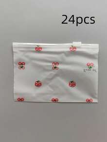 24/12pcs Cherry Cartoon Printed PVC Gift Bags, Water-Resistant And Moisture-Proof, Reusable, Suitable For Storing Small Items Such As Accessories, Stationery, And Cosmetics. - Multicolor - View 11