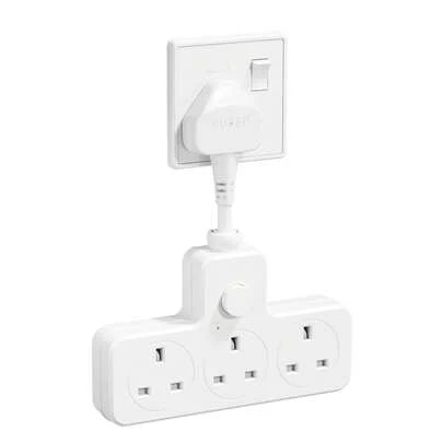  LIPWEL Wall Outlet Extender, White Modern Style, 3 Sockets, Single Switch Control, Power Indicator Light, Suitable For Home, Office, Kitchen, Power Outlet, Power Expansion Outlet