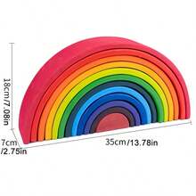 儿童彩虹叠叠乐积木玩具，创意拼搭积木，益智玩具，开放式游戏套装，儿童礼物 - 彩色 - 查看 12