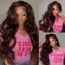 30英寸 13x4 13x6 5x5 波浪卷真人发蕾丝前假发,预修剪透明高清蕾丝前假发,无胶无缝,200%密度,4号巧克力棕色 - 棕色 - 查看 5