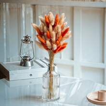 116pcs Bohemian Style Dried Lagurus Ovatus Bunny Tail Grass Bouquet - Natural Orange And Beige, Suitable For Home, Wedding, Thanksgiving, And Christmas Decor - Orange (primary Color) - View 2