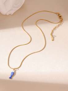 GEREIT 1 chiếc dây chuyền mặt hình cá nhiều màu sắc bằng thép không gỉ mạ vàng 18K, phong cách Bohemian, phù hợp cho nữ giới đeo hàng ngày và trong các dịp lễ. - Nhiều màu - Xem 3