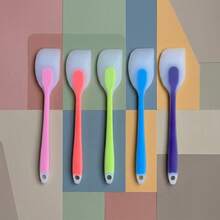 2/5pcs Macaron Color Silicone Spatula Set, High-Performance Multi-Color Frosting Scraper Large Pack, Minimalist Non-Stick Baking Tools, Multipurpose Kitchen - Blue - View 11