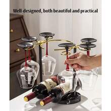 Homya - Estante de exhibición vertical para copas de vino mesa de cocina gabinete de vino enfriador de vino + 2 botellas 6 copas de vino estantes de vino de primera calidad - Jinfu26 - Ver 5