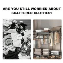 Heavy Duty Double Clothes Rail Rack Garment Hanging Stand Open Wardrobe Shelf Black - Black - View 5