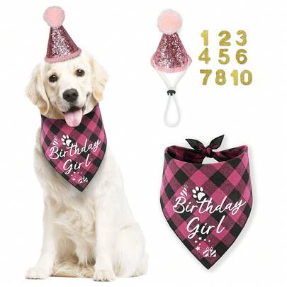 1 set Fournitures pour fête d'anniversaire pour animaux de compagnie, comprenant chapeau d'anniversaire, serre-tête et autocollants numérotés, mode mignonne pour animaux de compagnie, décorations de fête d'anniversaire, vêtements de fête pour animaux de compagnie, chapeau de fête pour chien, chapeau pour chiot, chapeau pour animal de compagnie, costume pour animal de compagnie soigneusement conçu, facile à créer une fête thématique amusante, parfait pour une fête d'anniversaire, une séance photo, convient aux races de chiens petites, moyennes et grandes, et aux chats petits à grands