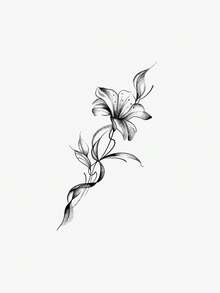 1pc Fashionable Waterproof High-End Floral Line Tattoo Sticker, Niche Wrapped Vine Element Fake Temporary Tattoo, Suitable For People - Black - View 6