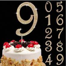 Large Gold Rhinestone Number Cake Topper (1pc) - 0-9 Bling Design For Birthday Parties, Weddings & Anniversaries - Multicolor - View 11