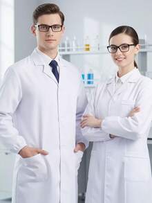 一件涤纶男女通用白色实验服，长袖医生/护士制服，角色扮演服装，圣诞/新年派对服装，男女皆宜 - 白色 - 查看 6
