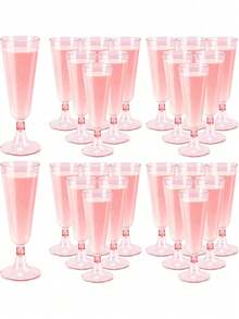100/50/30/25/20/10/5 pezzi Set di Bicchieri da Champagne Rosa, Flute da Champagne da Festa, Bicchieri da Cocktail con Stelo Lungo e Glitter, Adatti per Bevande e Bevande in Polvere, Bicchieri da Cocktail Riutilizzabili Trasparenti da 5 once, Ideali per Feste, Matrimoni ed Eventi di Grandi Dimensioni - Visualizzare 1