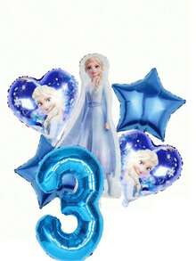 Blue Ice Princess Theme Birthday Party Balloon Set Decorations, Including Blue And White Balloons, Birthday Party Decor, Birthday Wishes Balloon Combo, Foil Balloons, 18 Inch Patterned Round, Heart And Star Foil Balloons, Suitable For Birthday Growth Ceremony Party Wall Decor Background - View 12