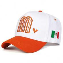 1 pieza Gorra de béisbol con bordado de letra M y bandera mexicana para hombres, sombrero casual de uso diario para primavera, otoño, viajes, vacaciones en la playa, verano, días festivos, festivales - Multicolor - Ver 17