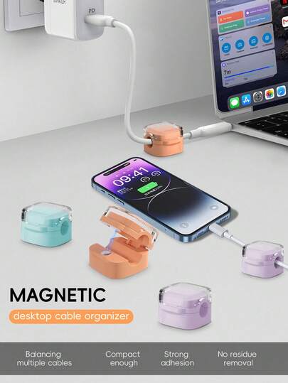 6 Stück magnetische Kabelclips, magnetische Kabelclips für den Schreibtisch, Schlitz-Stil Kabelclips - Kabelorganizer, Kabelverwaltung, Kabelclips, Kabel-Befestiger, Schreibtisch-Kabelorganizer, Ladekabel-Halterung, Nachttisch-Kabelorganizer, Kabel-Management-Clips, selbstklebende Kabelverwaltung, geeignet für USB-Kabel/Stromkabel/Drähte, für Auto und Schreibtisch, Zuhause und Büro